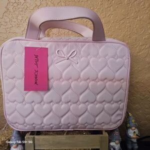Betsey Johnson Light Pink Heart Pattern Cosmetic Case